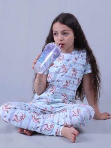 تیشرت و شلوار بچه گانه طرح تک شاخ راه راه
